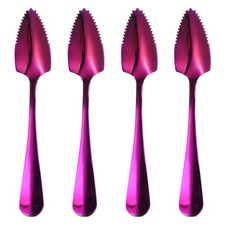 4Pcs Stainless Steel Grapefruit Spoons with Serrated Edge Utensils, Purple
