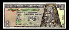 Guatemala, 1/2 Quetzal, 1989-01-04, UNC Banknote P-72, Tecun Uman, Tikal PP1061