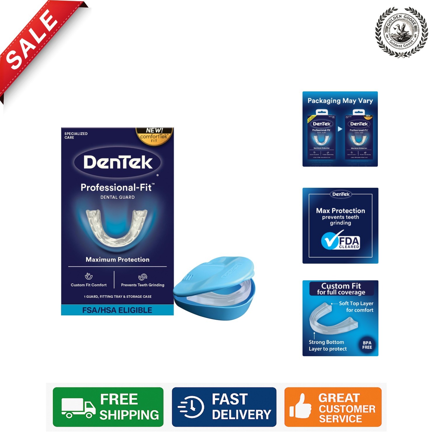 Professional-Fit Mouth Guard for Nighttime Teeth Grinding - Easy 3-Step Fit
