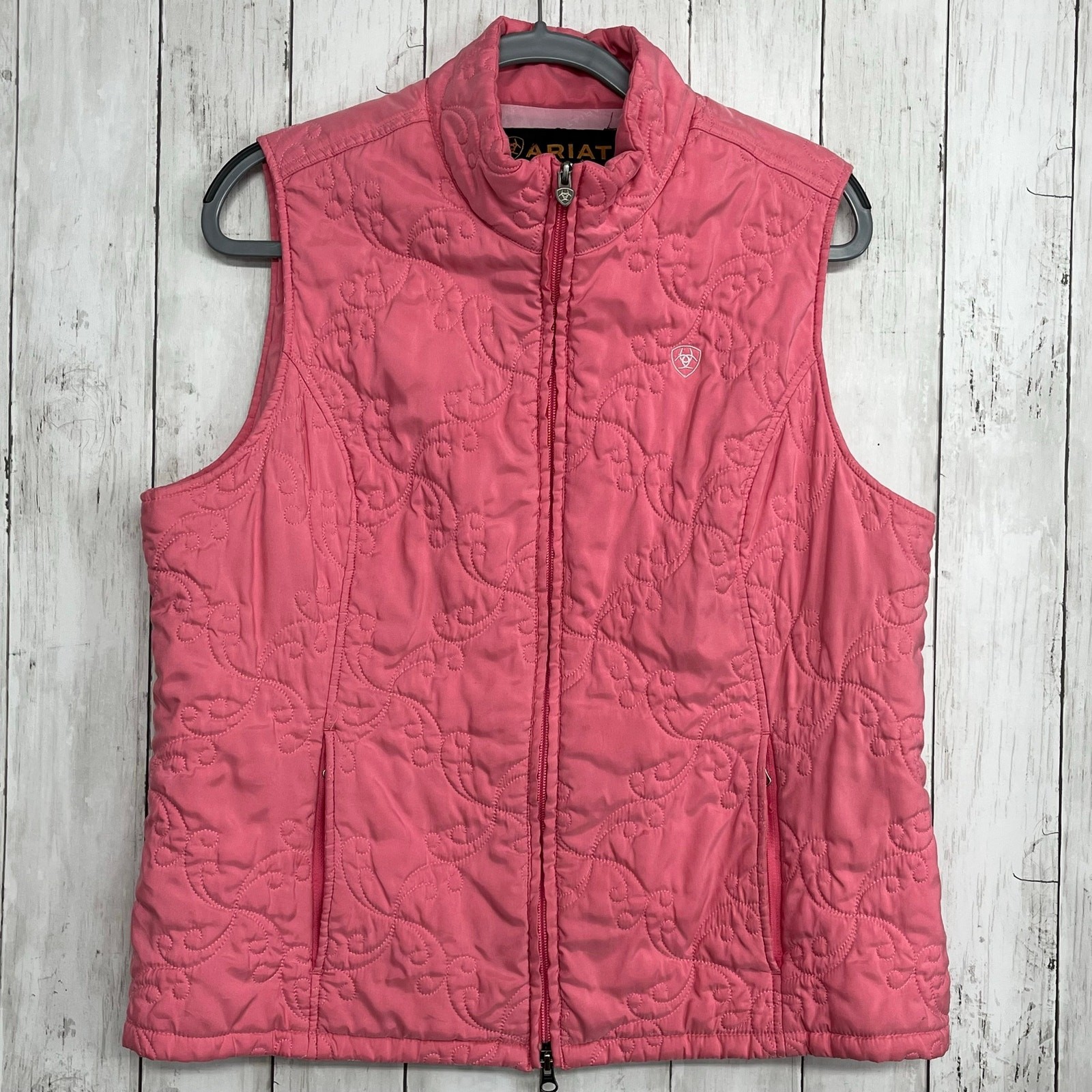 Ariat Women's XL Pink Softshell Vest Wind Water Resistant Equestrian Team Logo