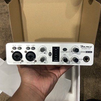 Bolanle Studio 2i2 Audio Interface 24-bit/192kHz, 2 Channel Portable USB White