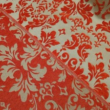 Bright Orange Gold Damask Reversible Chenille Upholstery Fabric 54" By The Yard