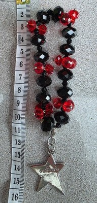 RAR - J Maskrey Stretch Glas Armband - schwarz/rot mit Erkennungsmarke