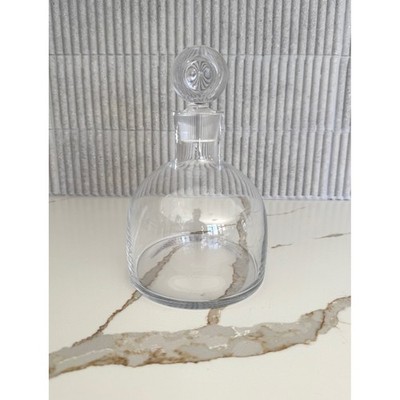 Vintage Rona Crystal Decanter With Stopper Round Globe Top Heavy Glass Barware