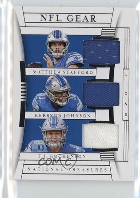 2019 National Treasures 73/99 Kerryon Johnson Matthew Stafford Rookie RC 0c3
