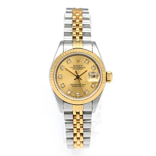 VINTAGE LADIES ROLEX DATEJUST 69173 AUTOMATIC WRISTWATCH 18K YELLOW GOLD SS
