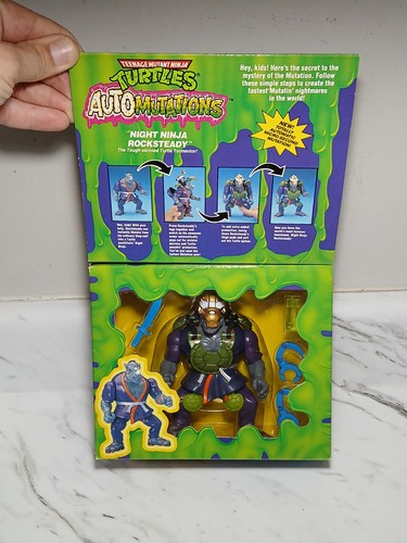 Vintage 1993 TMNT Night Ninja Rocksteady Auto Mutations Playmates Figur NEU VERSIEGELT - Bild 1 von 12