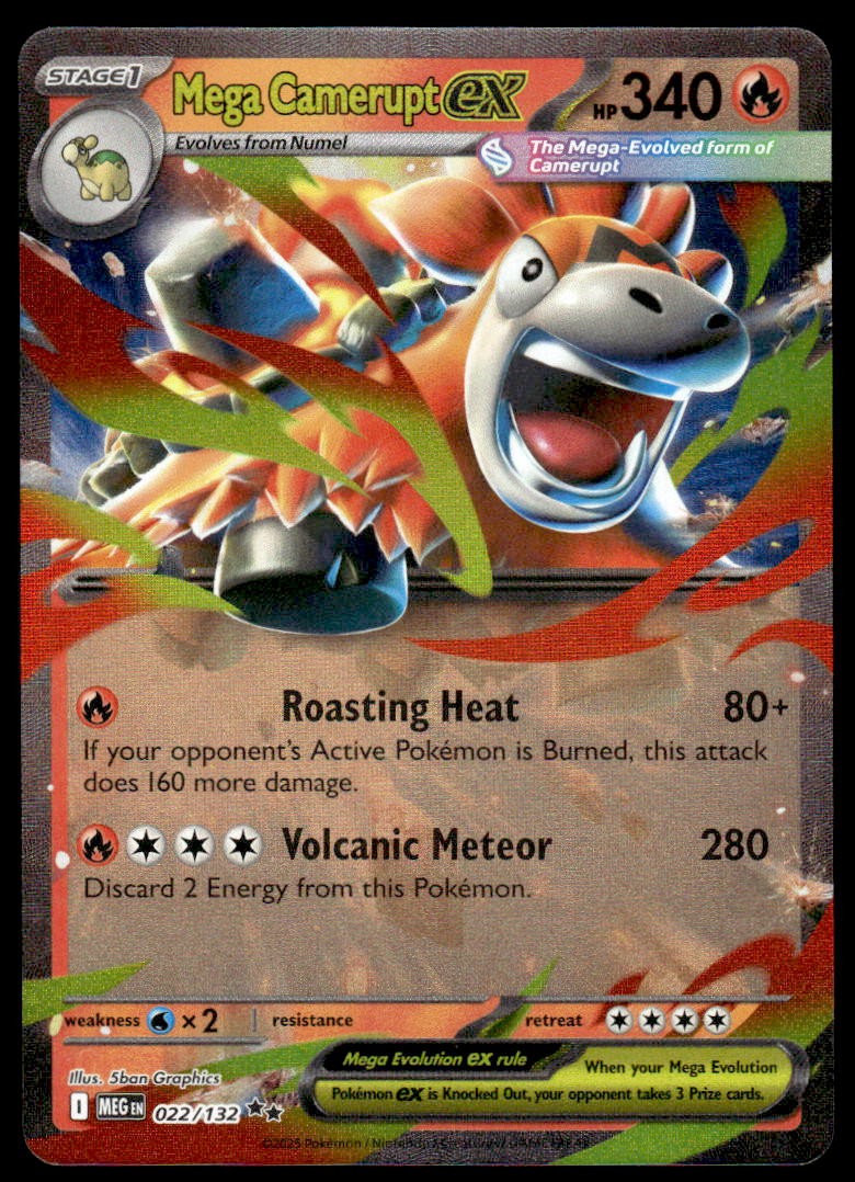 Pokemon TCG ME01: Mega Evolution #022/132 Mega Camerupt ex Holo NM