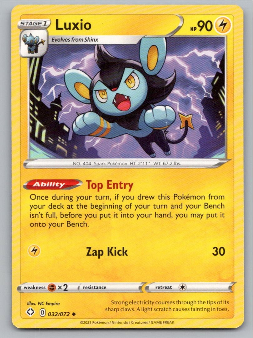 2021 POKEMON LUXIO SHINING FATES 032/072 UC NM A87561 FREE S&H