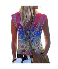 shownicer T-Shirt Damen Sommer Oberteile V-Ausschnitt Blumen Grafik Drucken Ärm