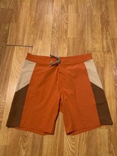 Birdwell Board Shorts Mens 35 Orange Beach Britches Trunks Swimming Nylon USA