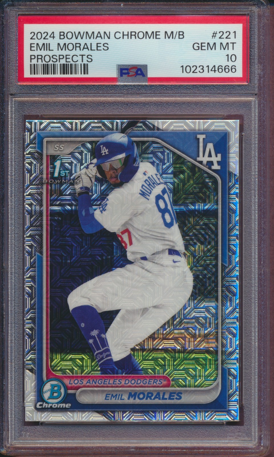 EMIL MORALES 2024 BOWMAN CHROME 1ST MEGA BOX MOJO REFRACTOR GEM PSA 10 Dodgers