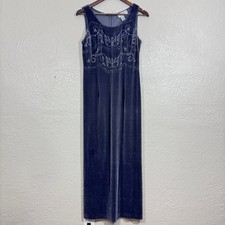 Vtg 90s Adrianna Papell Maxi Dress 8P Velvet Whimsigoth Y2K Fairy Grunge Beading