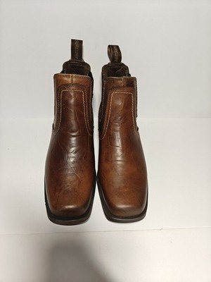 Sureway Casual Distressed Boots Mens 8.5D Brown Chelsea Square Toe Leather