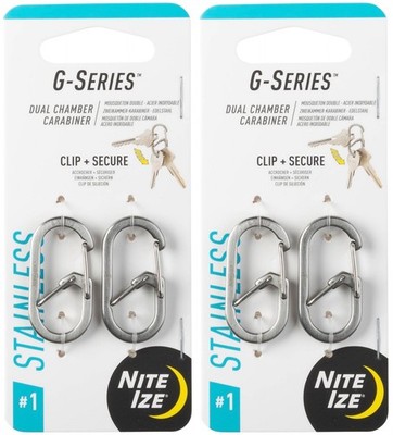 Nite Ize 2-Pack G-Series Dual Chamber S.S. Carabiner #1 - Stainless (2-Pack)