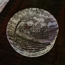 VTG Myott Royal Mail Saucers Set of 7 Fine Staffordshire Ware Made In England 