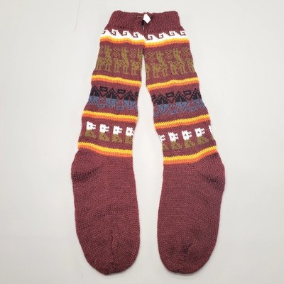 Unisex Alpaca Wool Warmer Socks Andean Peru Handknit Crafts Cusco