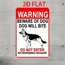 Beware Dog Sign Aluminum Sign 8x12 Funny German Shepherd Warning Plaque