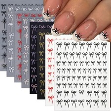 8 Sheets Bow Nail Art Stickers 3D Self-Adhesive Cute Nail Decals gold bow