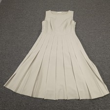 Calvin Klein Dress Womens XS White Sleeveless Pleated Maxi Fit & Flare Formal