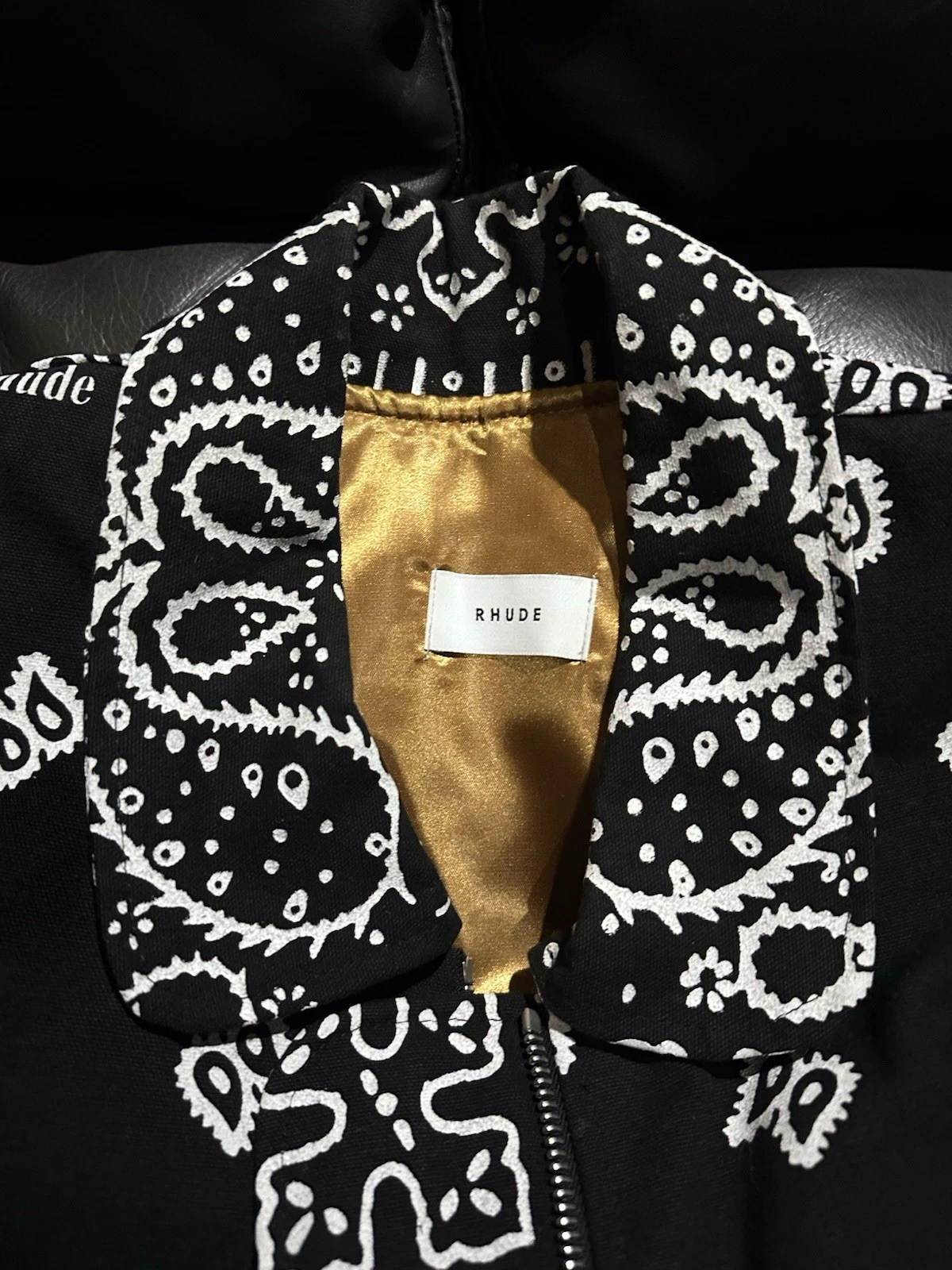 RHUDE Paisley Black Bomber Jacket - product detail image 2