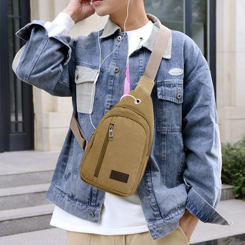 Men's Causal Sports Canvas Sling Bag Chest Shoulder Fanny Pack Cross Body Pouch - Picture 53 of 57