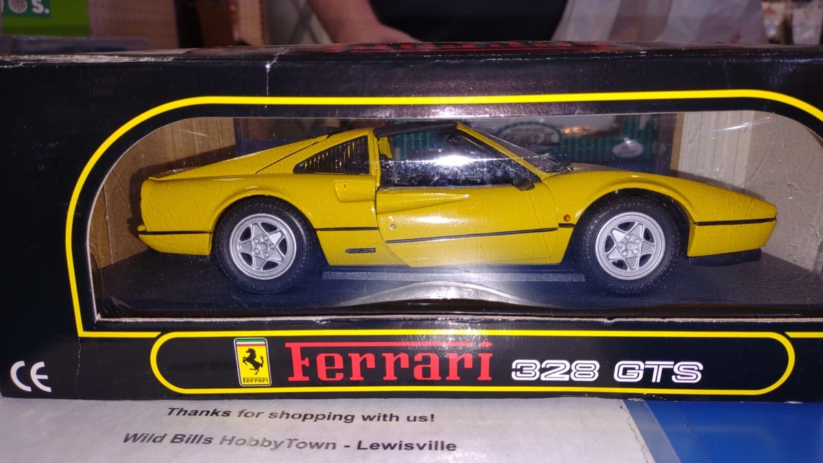 ANSON FERRARI 328 GTS Yellow 1:18 Scale Die-cast Metal model car