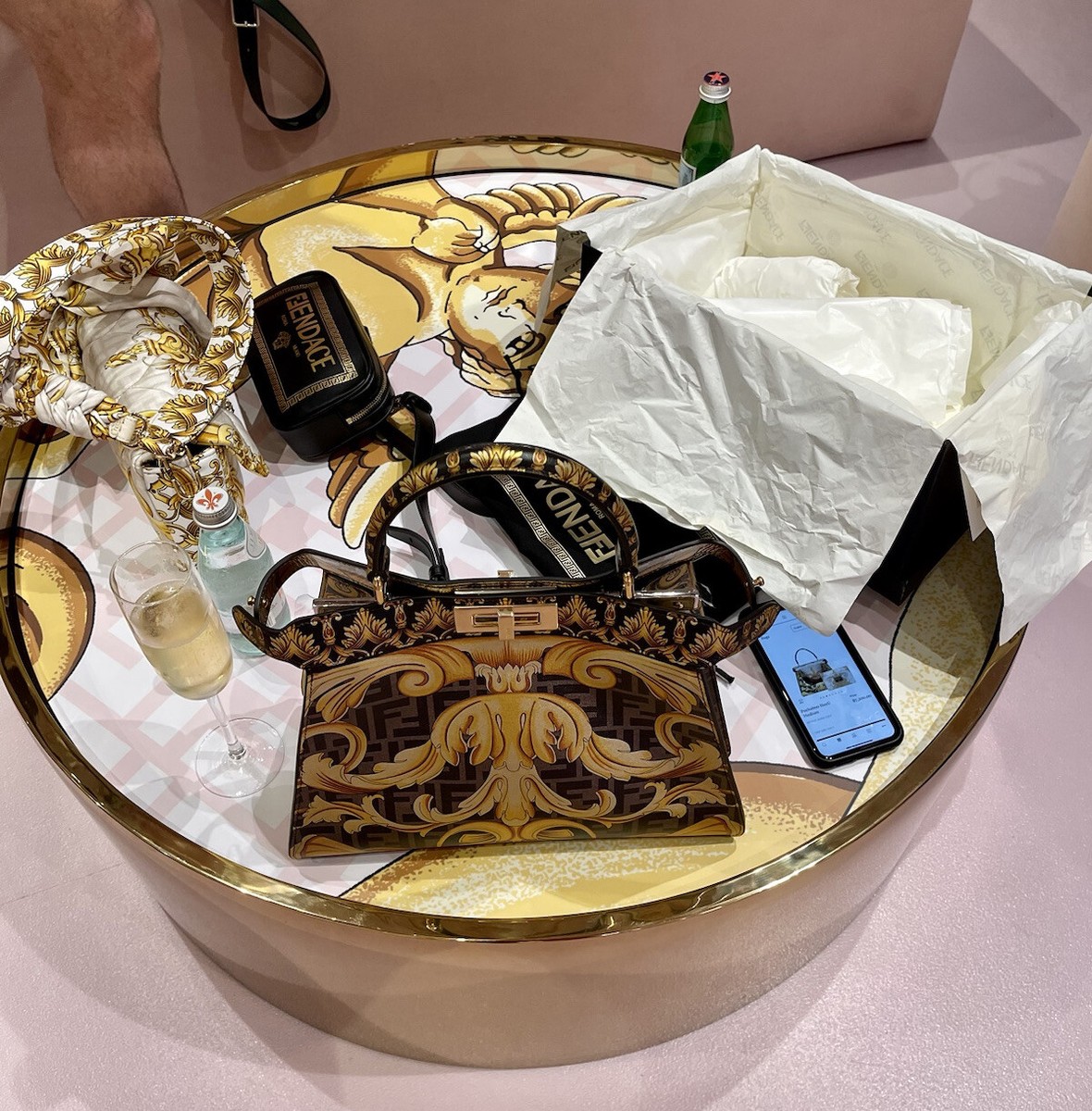 $7200+ Fendi x Versace Fendace ISeeU Peekaboo Bag Metallic Baroque