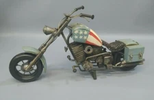 Vintage retro interior decor mini bike metal diecast tin model red white blue