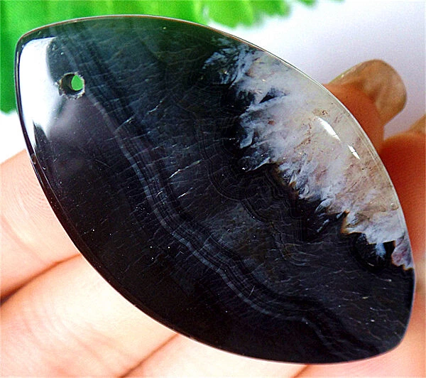 53x31x7mm Blanco y Negro Druzy Geoda Ágata Marquesa Colgante Cuentas ZL7111 Foto 2 de 3