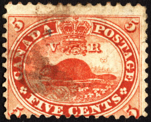 Early Canada  #15 Vermillion Beaver 1859 Used  - Picture 1 of 1
