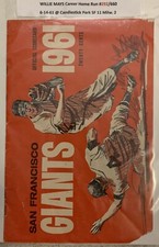 1961 Willie MAYS HR #292 San Francisco Giants baseball Program Milwaukee Braves