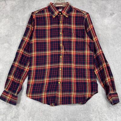 Gant Rugger Windblown Flannel Shirt Mens M Blue Plaid New Haven Connecticut