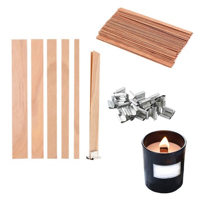 30/50pcs Wooden Candle Wick Set With Clip Base Smokeless Candle Wicks for DIY Pa