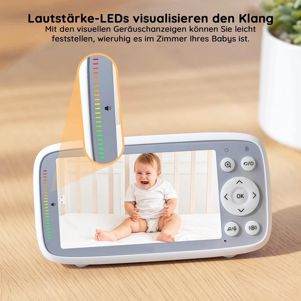 4"LCD Babyphone mit Kamera Tragbares VOX Modus Temperaturerkennung Wecker - Bild 3 von 4