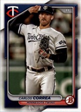 2024 Bowman Base Paper Carlos Correa #23 Minnesota Twins MLB Baseball Card