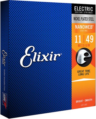 Elixir 12102 Nanoweb Medium .011-.049   Satz für 6-Saitige E-Gitarre