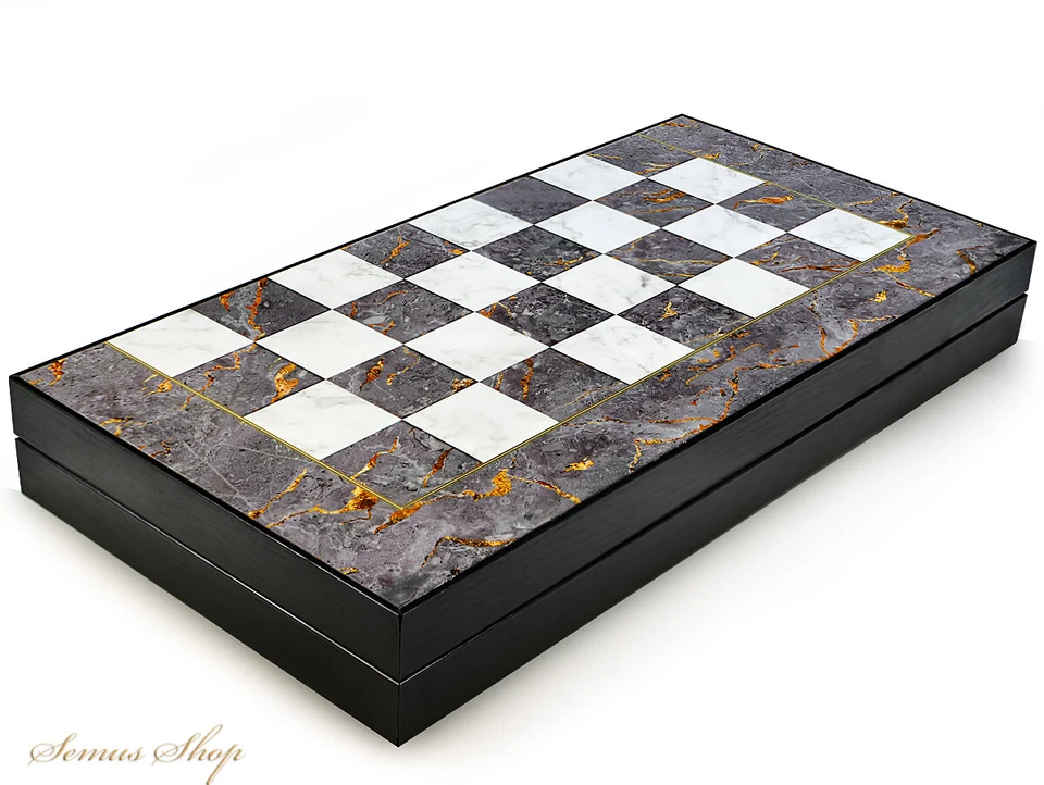 Wunderschöne Marmor Optik Backgammon Tavla XXL (B-WARE) - Bild 4 von 4