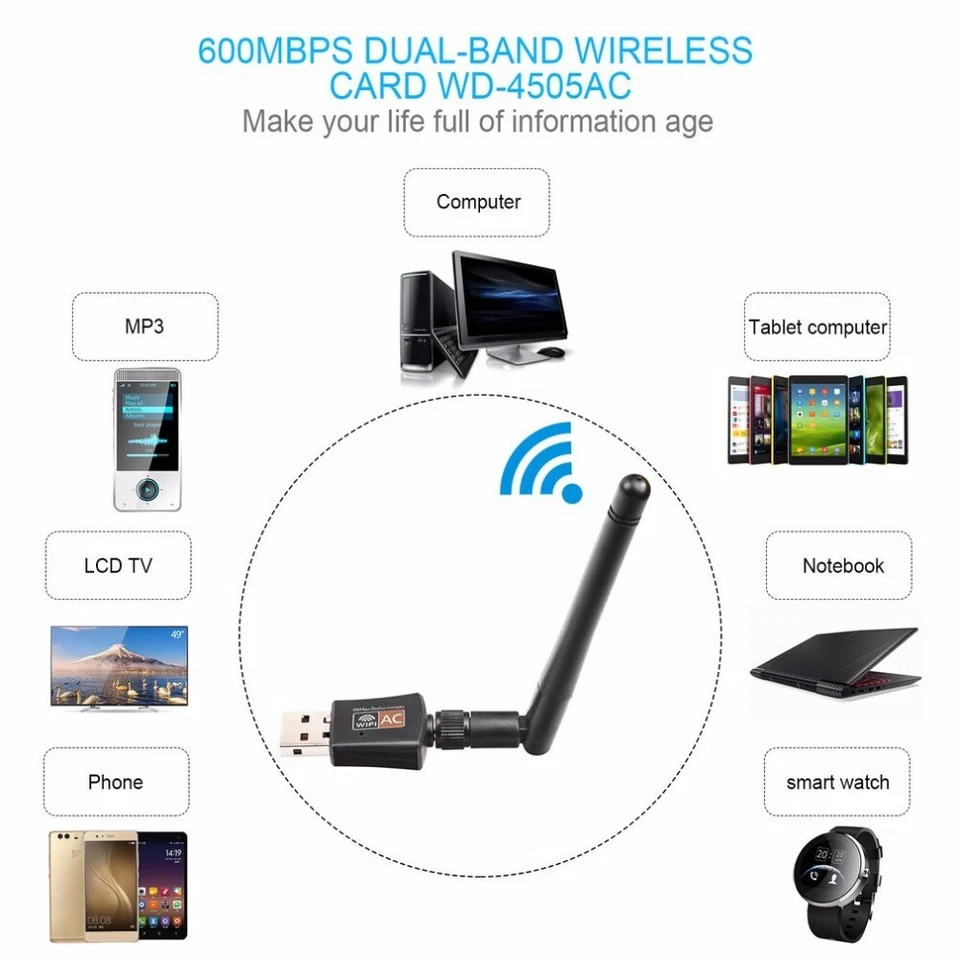 600Mbps Wireless Internet Signal Booster USB Adapter Antenna Wifi Range Extender - Image 3 of 4