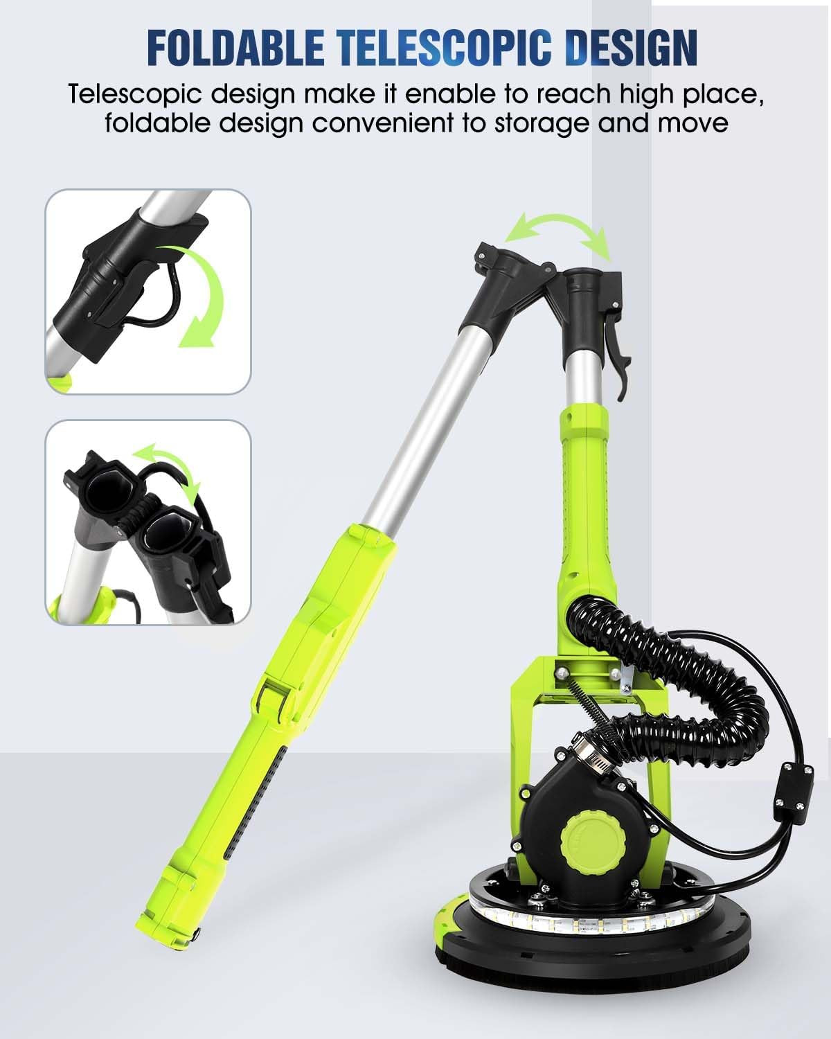 Drywall Sander, 7.2A Electric Drywall Sander with Vacuum Dust Collection, 6 Vari