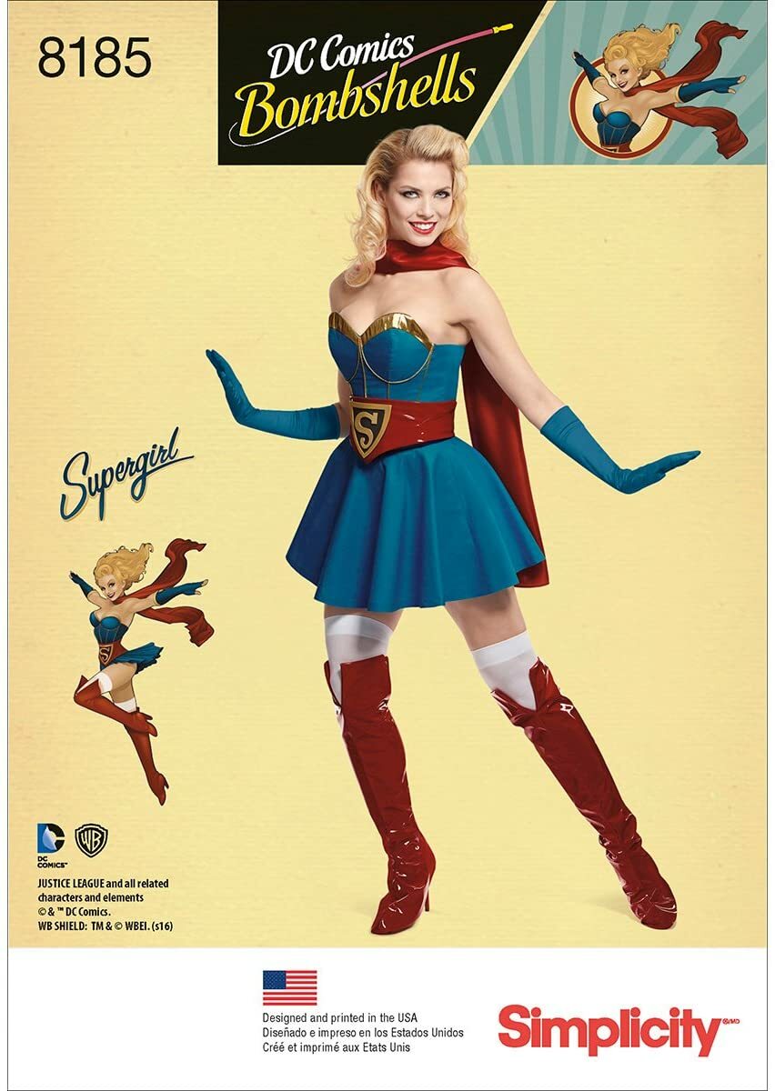 Patron De Couture Simplicity DC Comics Bombshells - Supergirl, Tailles 34 à 50, Copie Couleur (neuf)
