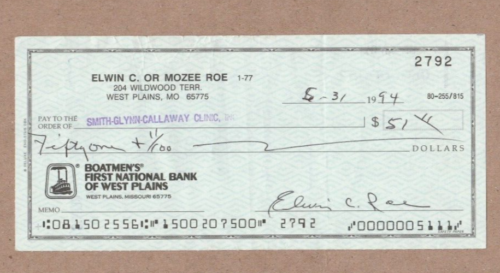 Preacher Roe - Autograph Signed Check - Brooklyn Dodgers - Jackie Robinson