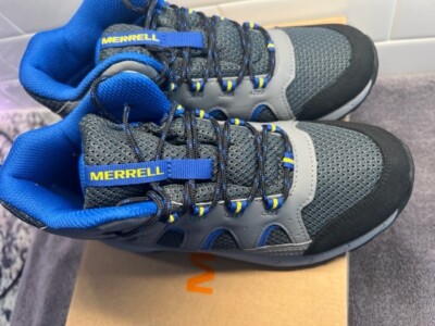 Merrell Waterproof Hiking Boots Blue Gray Oakcreek Boys Size  display picture 1