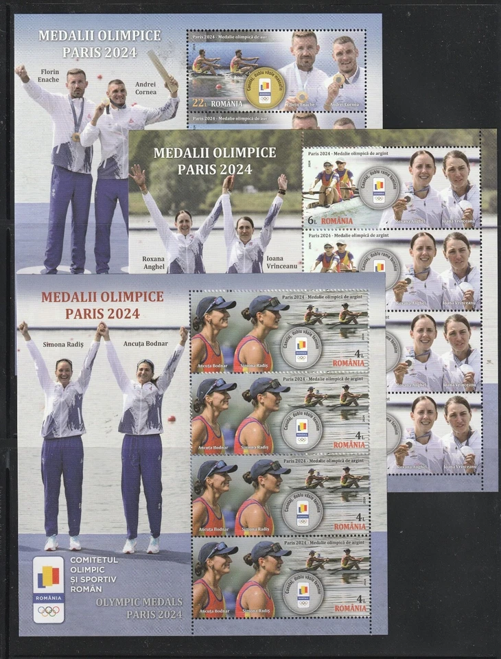 Romania STAMPS 2024 PARIS OLYMPICS MEDALS FRANCE SPORT MNH POST SHEETS - Image 2 of 2