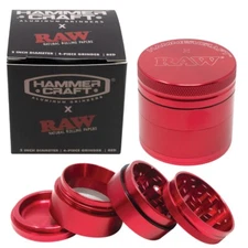RAW X HAMMERCRAFT GRINDER 4PC 2" RED (FREE SHIPPING)