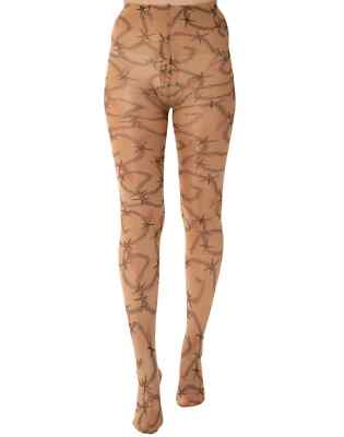 GOTHIC ALTERNATIVE BARBED WIRE TATTOO EFFECT  TIGHTS PAMELA MANN HORROR PARTY