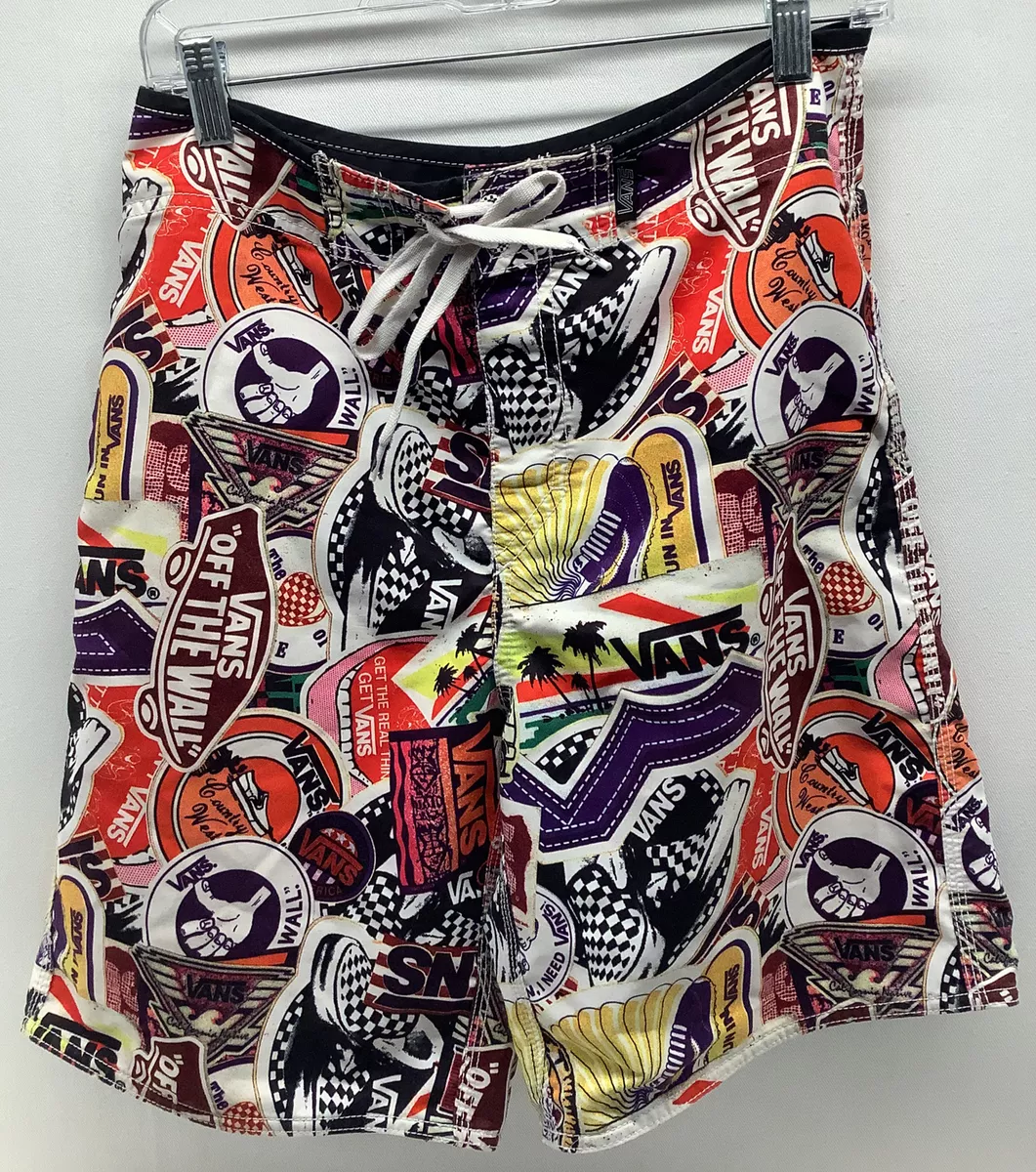 VANS Size 30 Mens Board Shorts Sticker Design 2010 No Lining Off