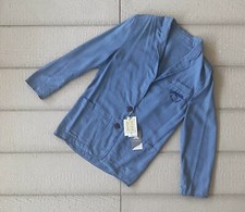 Krizia Jeans Vintage Padded Blazer Jacket Logo Plaid Blue White Size 40 Nwt