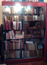 Grande vitrine murale, bandeau à 4 lumières repeinte Occasion! sans les livres !