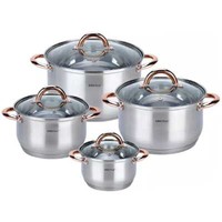 8-Teiliges Topfset Kochgeschirr Topfe Aus Edelstahl Kinghoff Rosegold KH-1763